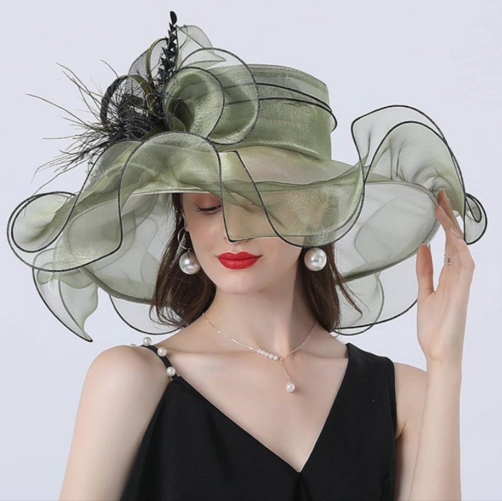 Nwt Green & Black Large Kentucky Derby Hat. One Size.